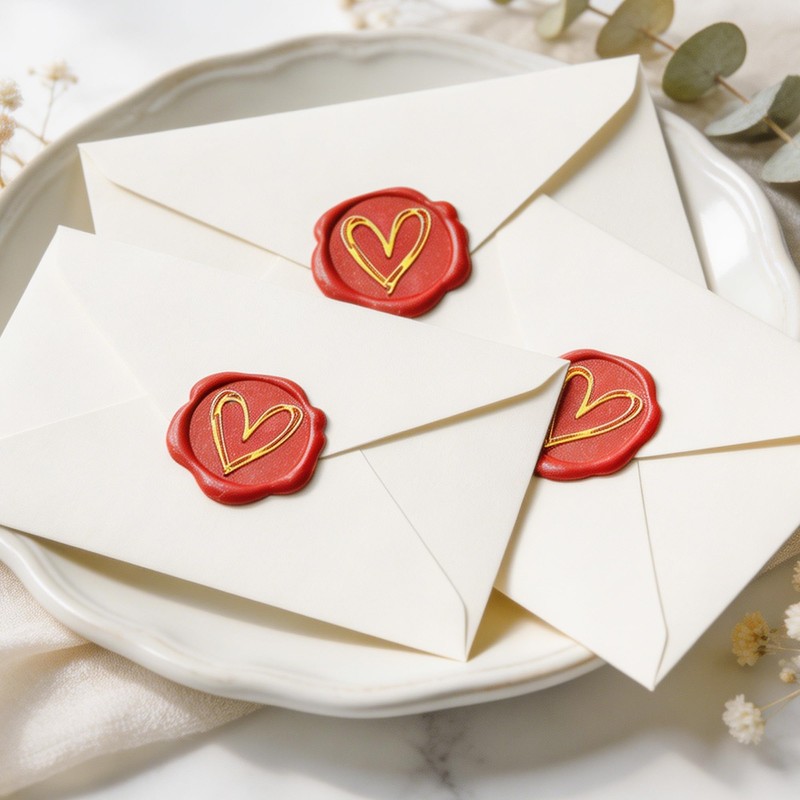 50Pcs Heart Wax Seal Stickers Self-Adhesive Envelope Seal Stickers