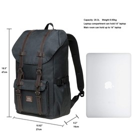Kaukko Backpack for Men, Women and Students 17 Inch Backpack for 15 Inch Notebook, Casual Daypack, Dark grey[k1023]