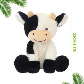 SKIKHN Cow Cuddly Toy, Plush Toy Cow, Cute Cow Toy, Soft Stuffed Toy, Black White Cow Plush Toy, Plush Toy Cow Kawaii, Collect & Cuddle for Boys Girls (22 cm)