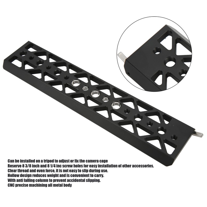 Camera Safety Dovetail Plate with 3/8 1/4 Inch Screw Hole