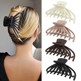 Hair Claw Clips for Thick Hair, 4 Pack - Extra Large Matte Hair Claw Clips for Women, 4.75" Hair Accessories for Women Girls Gifts, Neutral 4 Colors