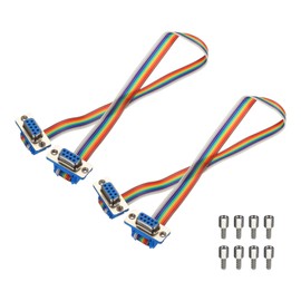 MECCANIXITY 2 Pcs IDC Rainbow Wire Flat Ribbon Cable DB9 Female to DB9 Female 11.8 Inch Length 2.54mm Pitch Breadboard Jumper Wires for Electronic Projects