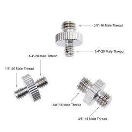 CAMVATE 1/4''変換1/4''オスオスネジ+1/4''変換3/8''オスオスネジ+3/8''変換3/8''オスオスネジアダプター カメラ 三脚用 (3点セット）