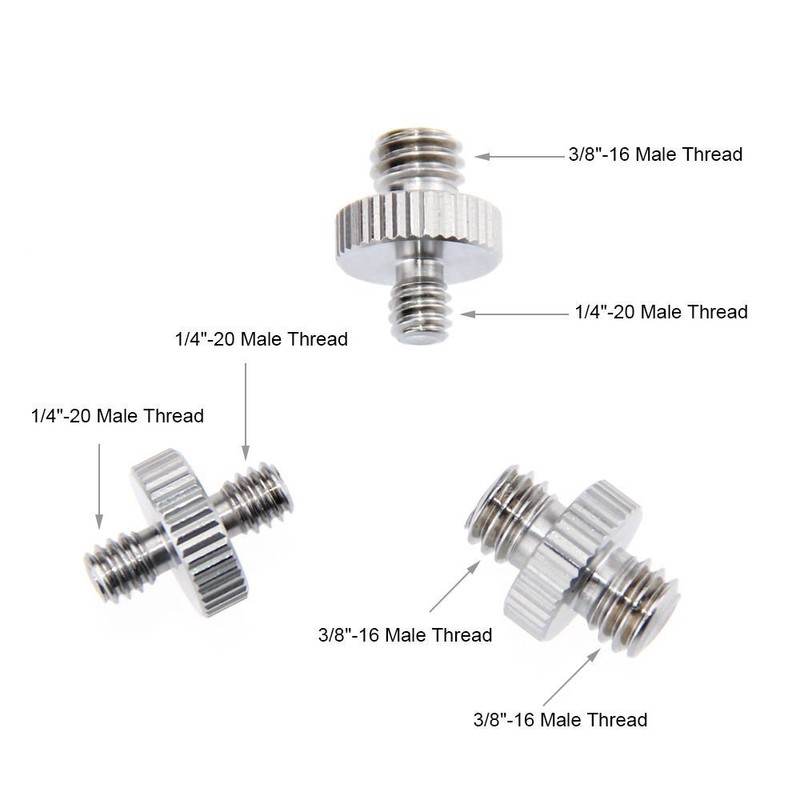 CAMVATE 1/4''変換1/4''オスオスネジ+1/4''変換3/8''オスオスネジ+3/8''変換3/8''オスオスネジアダプター カメラ 三脚用 (3点セット）