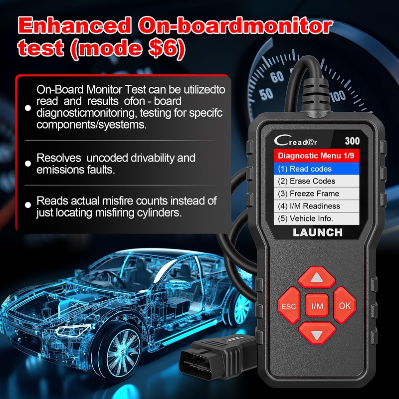 LAUNCH Creader 300 OBD2 Scanner,Engine Fault Code Reader,Support Read Data
