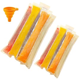 100PCS Disposable Popsicle Moulding Bags (50pcs 2.16in x 11in and 50pcs 2.36in x 8.7in Popsicle Moulding Bags) With Silicone Funnel for Yogurt Sticks, Juice and Fruit Smoothies and Ice Candy Pops