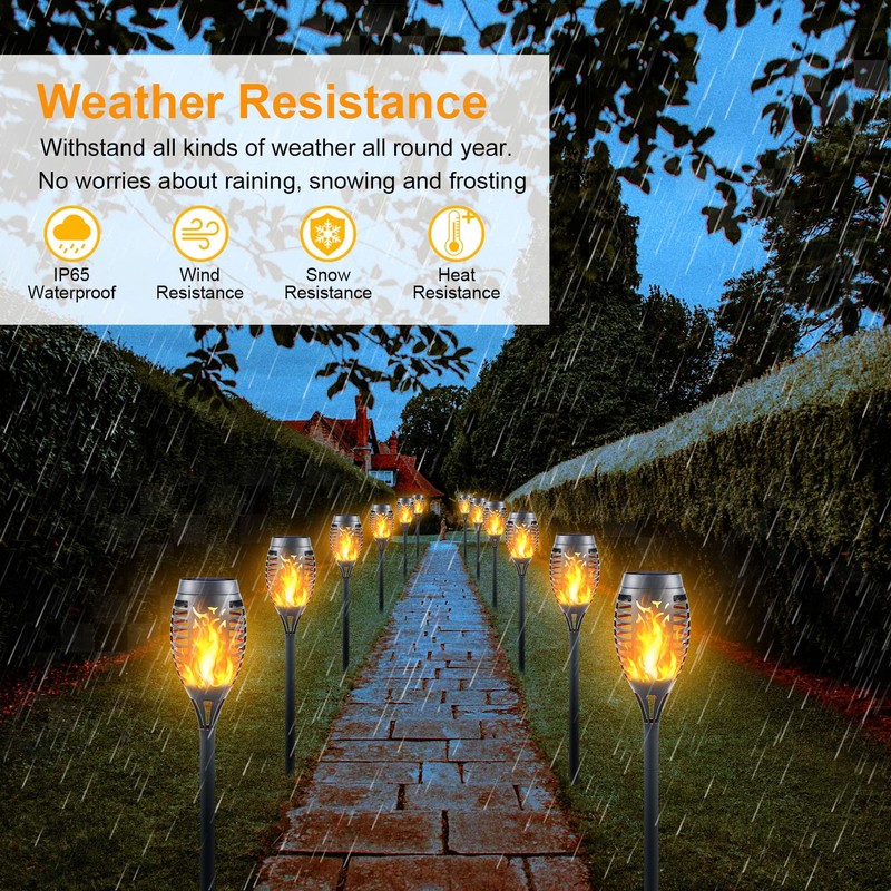 Awethone 12 Pack Solar Torch Lights Outdoor Flickering Flame -