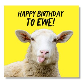 Punkcards - Funny Birthday Card - 'Happy Birthday to Ewe!' - Best Friend Birthday Card - Birthday Card for Men - Funny Birthday Card for Women