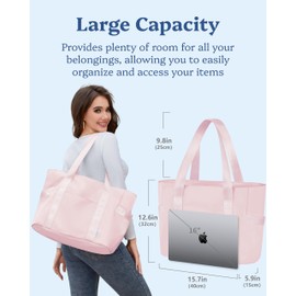 Prite Tote Bag for Women Weekender Bag with Laptop Compartment for Work Nurse Travel Gym(Pink)