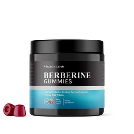 Vitamin Earth Berberine Gummies | Doctor Formulated with Pure Berberine HCL Supplement with Ceylon Cinnamon, & Milk Thistle | Berry Cherry Flavor