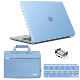 IBENZER Compatible with New MacBook Air 13 inch Case 2022 2021 2020 M1 A2337 A2179 A1932, Hard Shell Case & Sleeve & Keyboard Cover & Type C for Mac Air 13 with Touch ID, Airy Blue, MAT13-ARBL+3