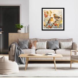 MXJSUA Round Two Bird Diamond Art Painting Kit,5D Diamond Gem Art Kit Painting for Adults,DIY Diamond Art Painting Gemstone Art Home Wall Decoration 12x12 Inch/30x30cm