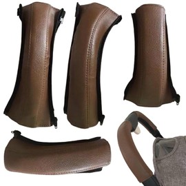XINYUICEAN Funda Para Manubrio De Carriola De Bebé, 4 Piel Para Ascarriola Fundmango Reposabrazos Para Carriolbebé Funda De Cuero Para Reposabrazos De Cochecito De Bebé Universal Con Cierre De (marrón)