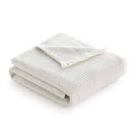 Todocama - Extra Soft Cotton Blanket with GOFRE Design, Multipurpose Bedspread for Sofa, Bed, Decorative Cover and Fular Blanket (Light Grey, 120 x 180 cm)