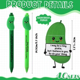 MotiMind 40 Sets Pickle Pen for Coworkers Bulk Employee Appreciation Gifts Funny Emotional Bulk Pickle Pens Support Gifts for Teachers Students Nurses Coworkers Staff Employee