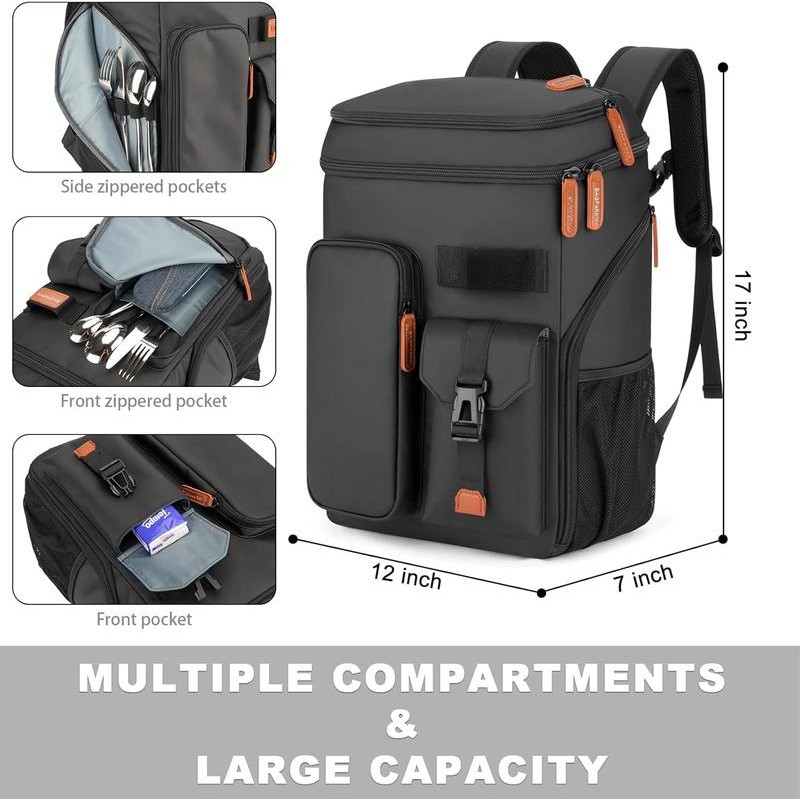 Insulated Cooler Backpack,33 Cans Multifunctional Double Deck Leakproof Cooler Bag