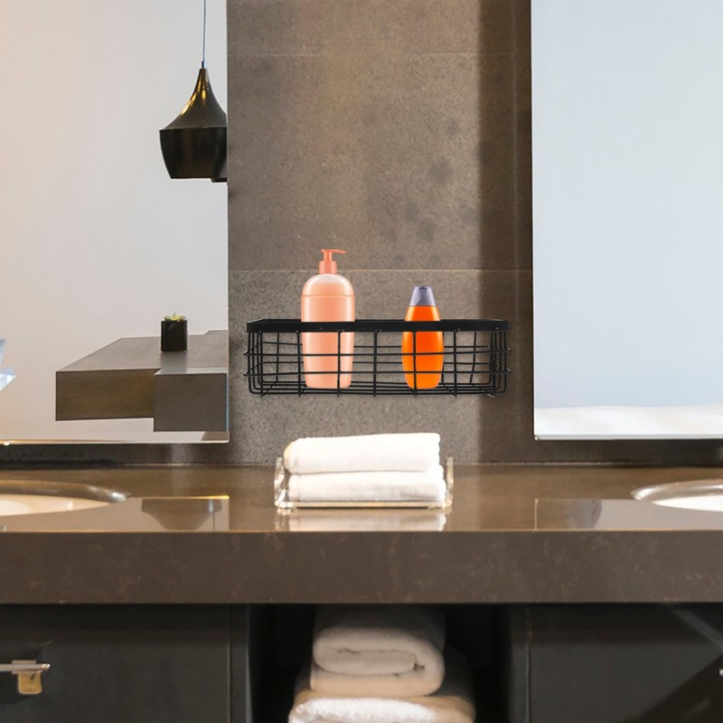 PACKOVE Black Wire Basket Metal Wire Basket Wire Shower Basket