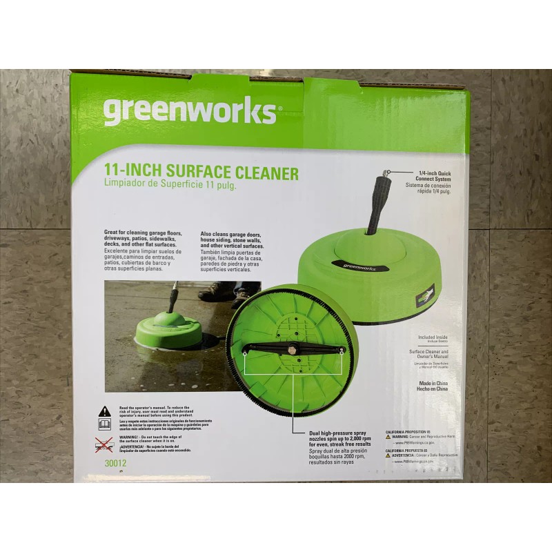 Greenworks 30012 11” Pressure Washer Surface Cleaner - Green