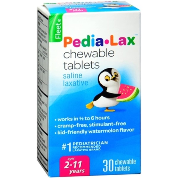 Fleet Pedia-Lax Chewable Tablets Watermelon Flavor 30 Tablets (Pack of 2)