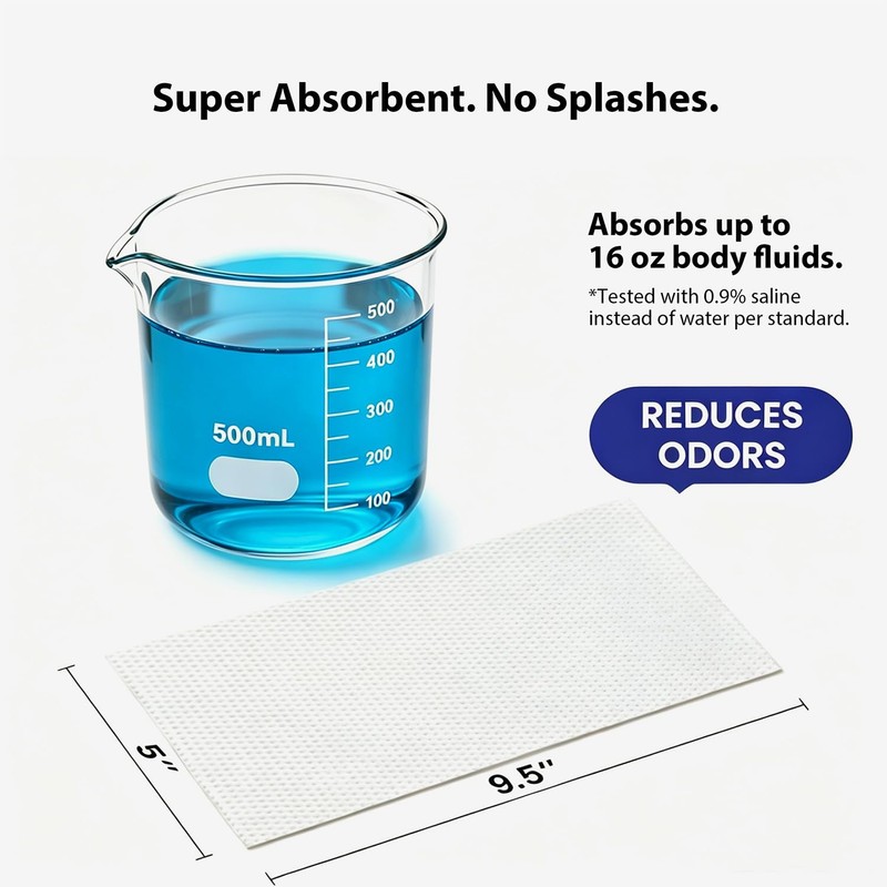 60 Commode Liners with Absorbent Pads for Bedside & Portable