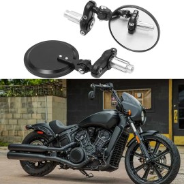 KEEPDSGN 2x 7/8" Round Motorcycle Handle Bar End Mirrors For Indian Scout Bobber Criuser