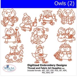 ThreadArt Embroidery Design Set - Owls(2) - 10 Designs - 9 Formats - USB Stick