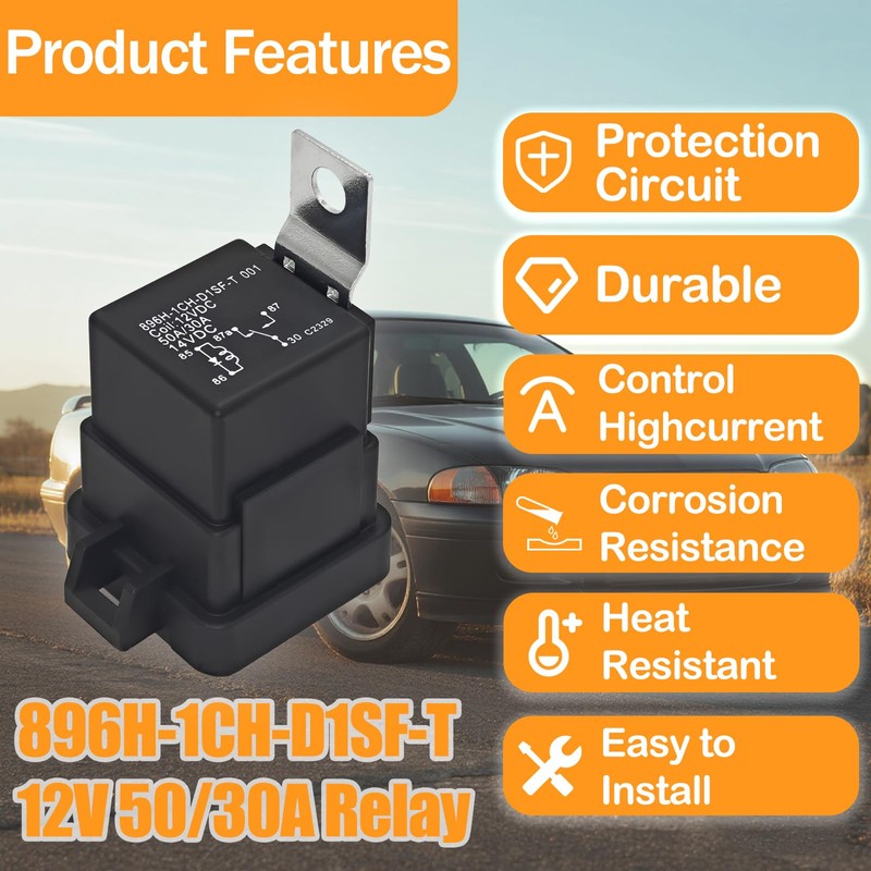 896H-1CH-D1SF-T Relay (Pack of 2) - 50A SPDT 1 Form