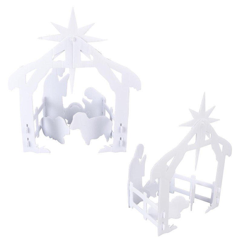 44x27x5cm Christmas Jesus Scene White PP Hollow Board Outdoor Nativity