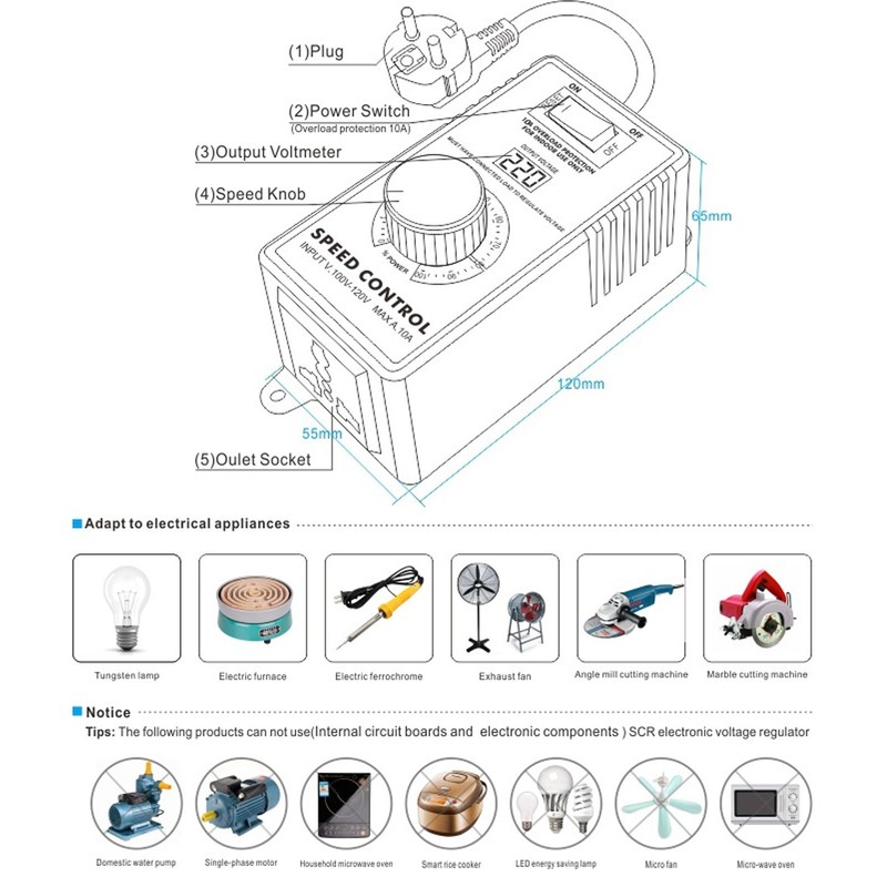 AC Motor Speed Controller Electric Fan Variable Speed Controller With
