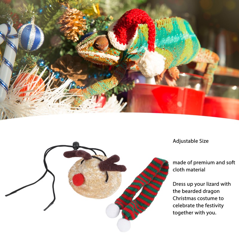 Bearded Dragon Santa Hat Cute Soft Scarf Adjustable Size Bright