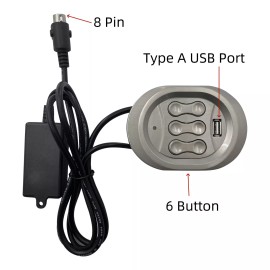 Kaidi 6 Button 8 Pin Switch Hand Control KDH166A-003 with USB for Power Recliner