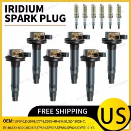 Unbranded 6 Ignition Coil UF646 Spark Plug SP534 Pack For Ford F-150 Transit Ecoboost 3.5L