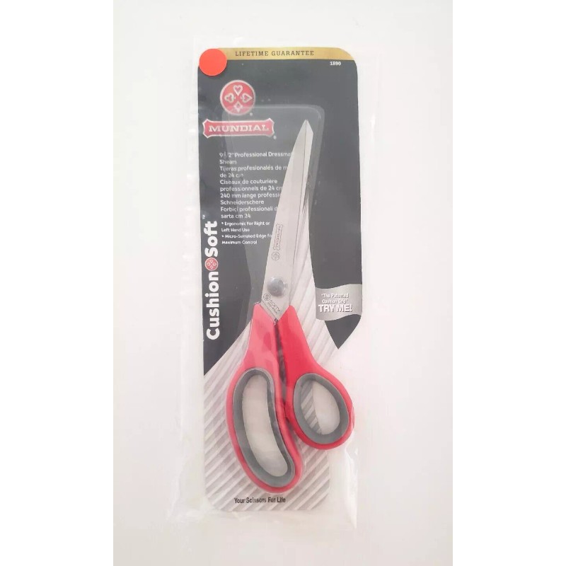 Mundial 1890 Cushion Soft Professional Dressmaker RED Scissor 9 1/2