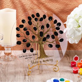 Pasimy Funeral Fingerprint Tree Share a Memory Keepsake Funeral Guest Book Alternative for Memorial Service Celebration of Life Party Game for Guest to Sign Sympathy Condolence Table Sign (Memory)