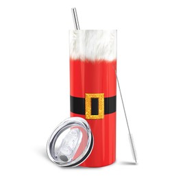 Aokoyi Christmas 20 Oz Tumbler with Handle and Straw, Red Christmas Clothes Stainless Steel Double Walled Vacuum Insulated Cup, Xmas Holiday Gifts for Women Men
