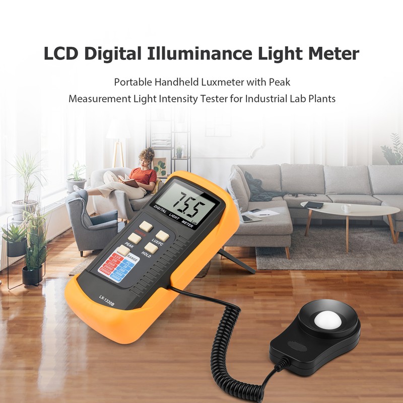 Digital Illuminance Light Meter Manual Range 200 to 200,000 Lux
