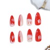 Christmas Press on Nails Almond-24Pcs Red Artificial Fake Nails with