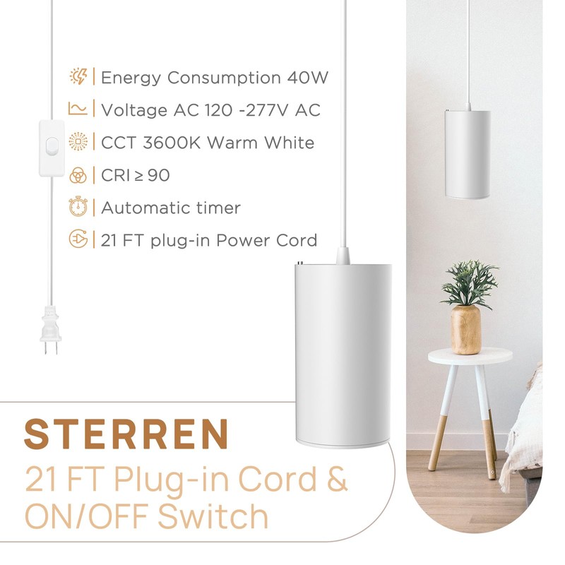 STERREN LED Grow Light, White Plug in Hanging Lights for