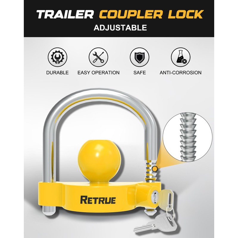 RETRUE Universal Coupler Lock Trailer Locks Ball Hitch Trailer Hitch