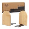 SAMEBUTECO Bamboo Bookends, Heavy Duty Non-Slip Bookends for Shelves, Book