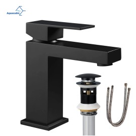 Modern UPC Brass Brushed Nickel Single Hole Bathroom Basin Faucet Ceramic Valve Core US Warehouse Mixers TapsSurface Finishing: Nickle, Color: Black