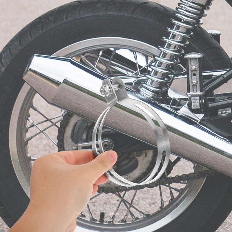 ULTECHNOVO Stainless Steel Motorcycle Exhaust Clamp Hose Bracket Hanger for