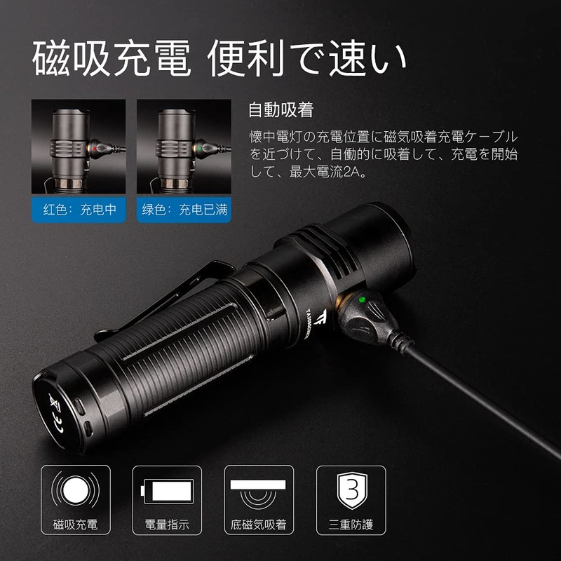 TrustFire EDC Flashlight, Powerful, Compact LED, Lightweight, Magnetic Charging, Military