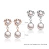 Qimily 18k Gold Plated Pearl Drop Earrings Double Ball Ear