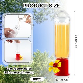 10 Pack Small Hummingbird Feeder for Outdoors Mini Hummingbird Feeders with S Hook Cleaning Brush Plastic Single Feeders for Outdoors Window Hanging