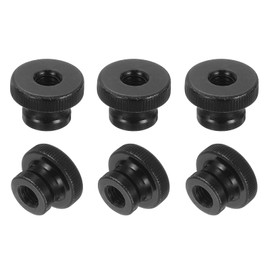 sourcing map 6Pcs Knurled Thumb Nuts, M8x16mm Carbon Steel Nut Iron Round Knobs Fasteners High Head Through Hole Hand Screw Nut for 3D Printer Part, Black