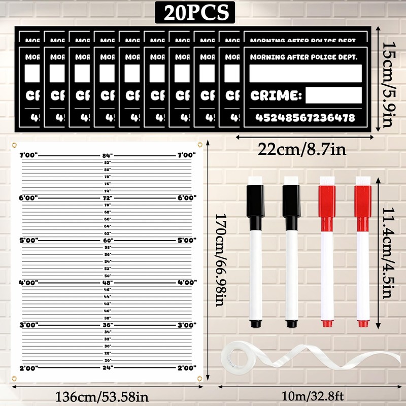Mugshot Backdrop Photo Booth Banner 4.5 x 5.6 FT, Mugshot