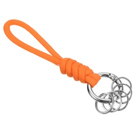 PATIKIL Badge Lanyard with Spring O Ring Flat Key Rings 4 Inch, Braided Wrist Keychain Strap for Keys Whistles Wallets, Orange