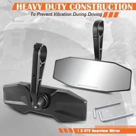 1Pc Universal Textured Black Irregular Shape Convex Style UTV Rear View Mirror w/1.75" Clamp