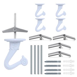 OBSTKUCHEN 4 Sets Swag Ceiling Hooks Heavy Duty Swag Hook with Hardware for Hanging Plants Ceiling Installation Cavity Wall Fixing (4 Sets White)